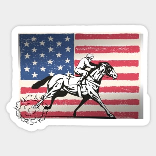 American Flag Vintage Horse Race Flag Sticker